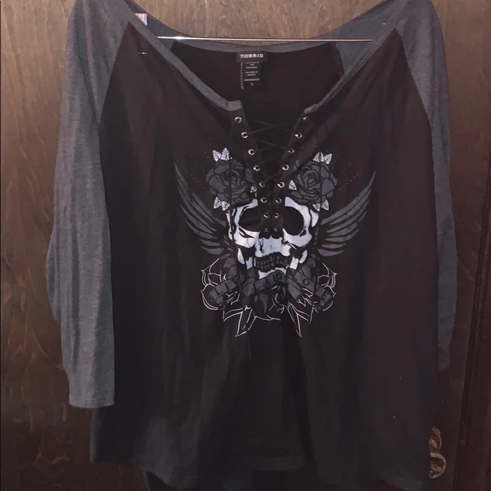 Black lace up Baseball tee